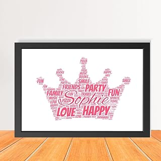 Word Art Personalised Crown Name Print, Custom name word Art Print gift A5, A4, A3 Prints & Framed