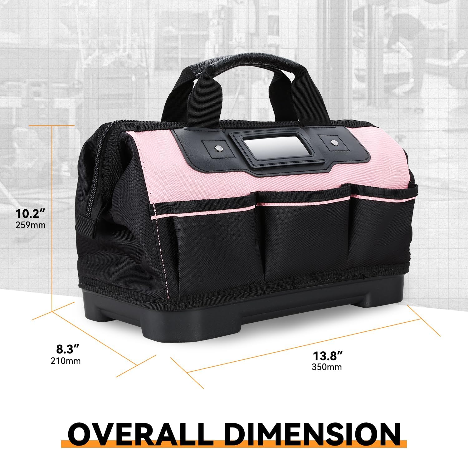 Auto Dynasty 37pcs Tool Bag Household DIY Hand Tool Portable Kit with General Repair Tools, Water Pump Pliers, Hacksaw, and Wide-Open Mouth Canvas Storage Bag, Pink