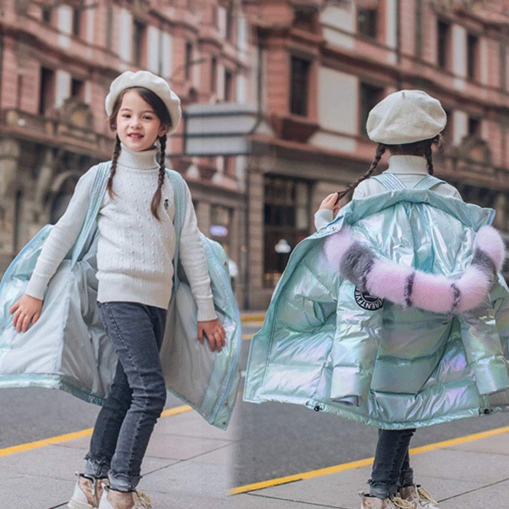 Kurtka puchowa dla dziewcząt, pogrubiona i przedłużona kurtka zimowa, wiatroszczelna, pikowana kurtka dziecięca, ciepła parka, outdoorowy płaszcz zimowy