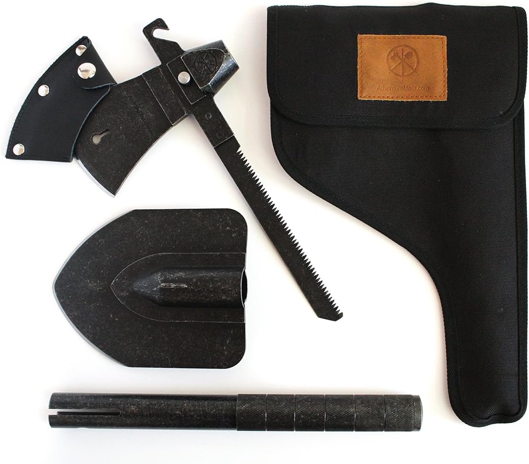 Adventure Mate 5 in 1 Multi Purpose Tool Includes Campers Axe, Hammer, Shovel, Saw and Peg/Pot Hook