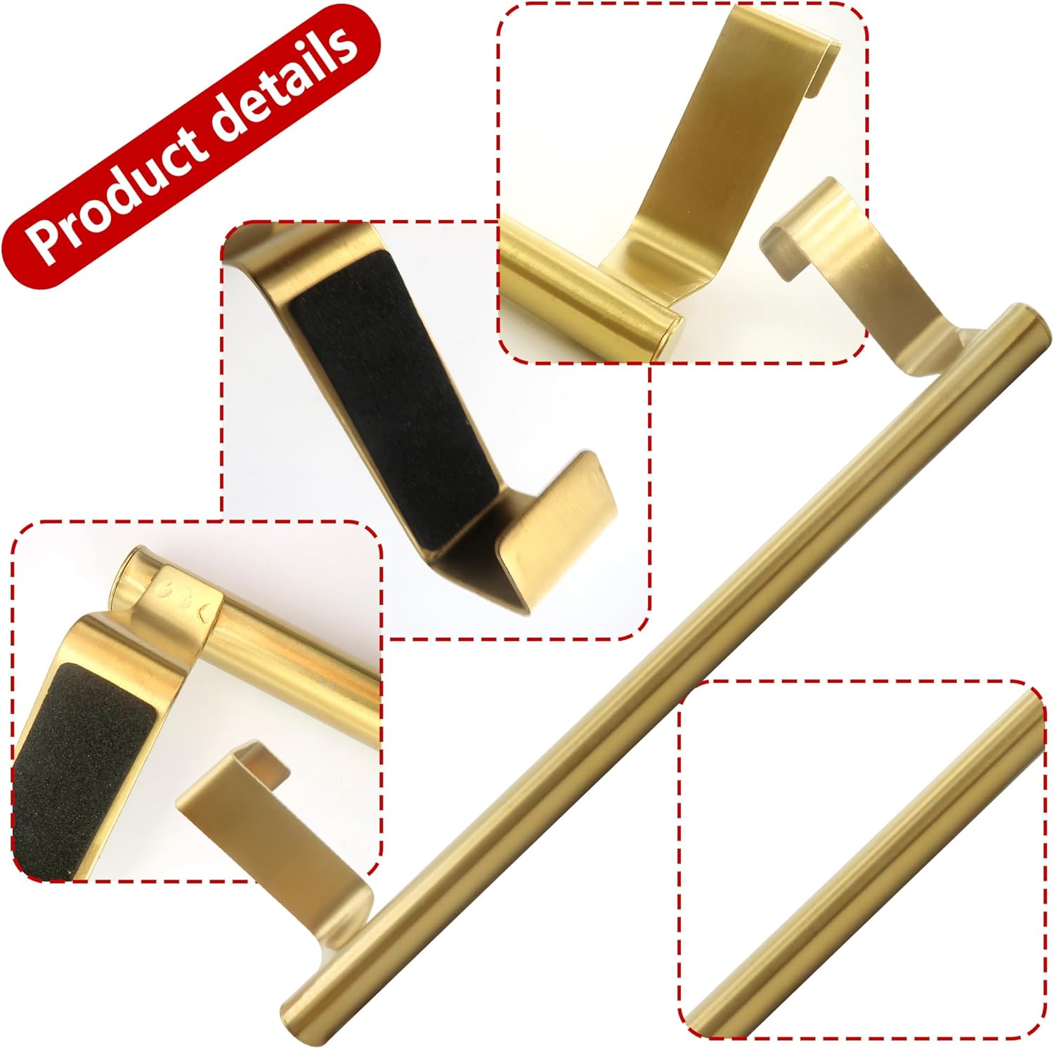 Lilaly 2 PCS Gold 9.25" Kitchen Towel Holder, Over Cabinet Towel Bar