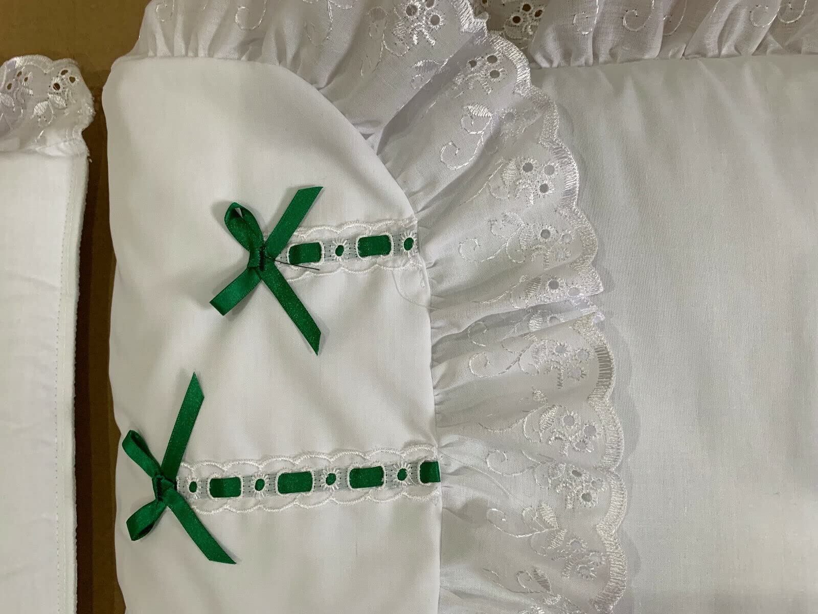 Coach Built Pram Bedding Set for Silver Cross Dolls Oberon Chatsworth (Green Ribbon)