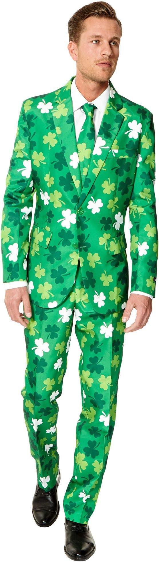 Mens St Patrick's Day Clovers, Pants, Jacket and Tie, Green and Gold