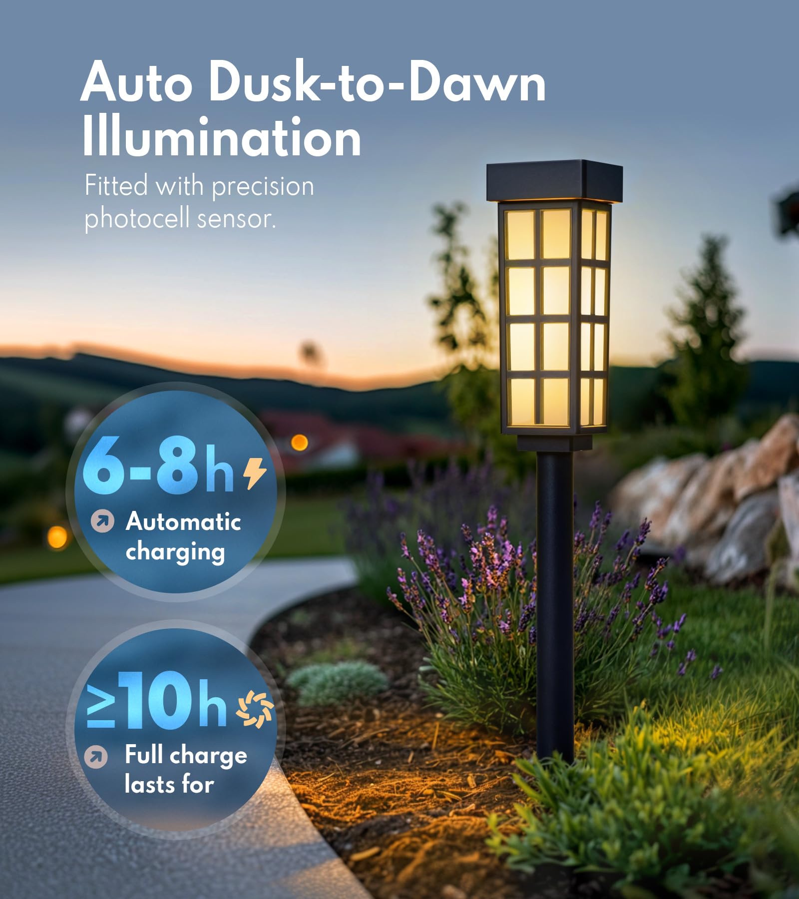 8 Stück Solar-Weglichter, LED-Solarleuchten für den Außenbereich, IP65 wasserdichte Outdoor-Solarleuchten für Hof, Auto On/Off, Solar-Gehweg-Lichter, Landschaftsbeleuchtung für Terrasse, Auffahrt,