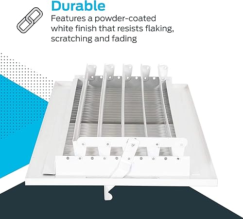Miniatura 5 de EZ-FLO Cubierta de ventilación blanca de 16 x 6 pulgadas (apertura de conducto) para pared o techo, registro de ventilación bidireccional, cubierta