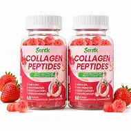 Sentk Collagen Gummies for Women-Premium hydrolyzed collagen peptides & Multi Collagen Complex, Biotin and Hyaluronic Acid, Zero Sugar Formula, Nourish Skin, Hair, Nail & Bone, Strawberry Flavor 2 Pcs