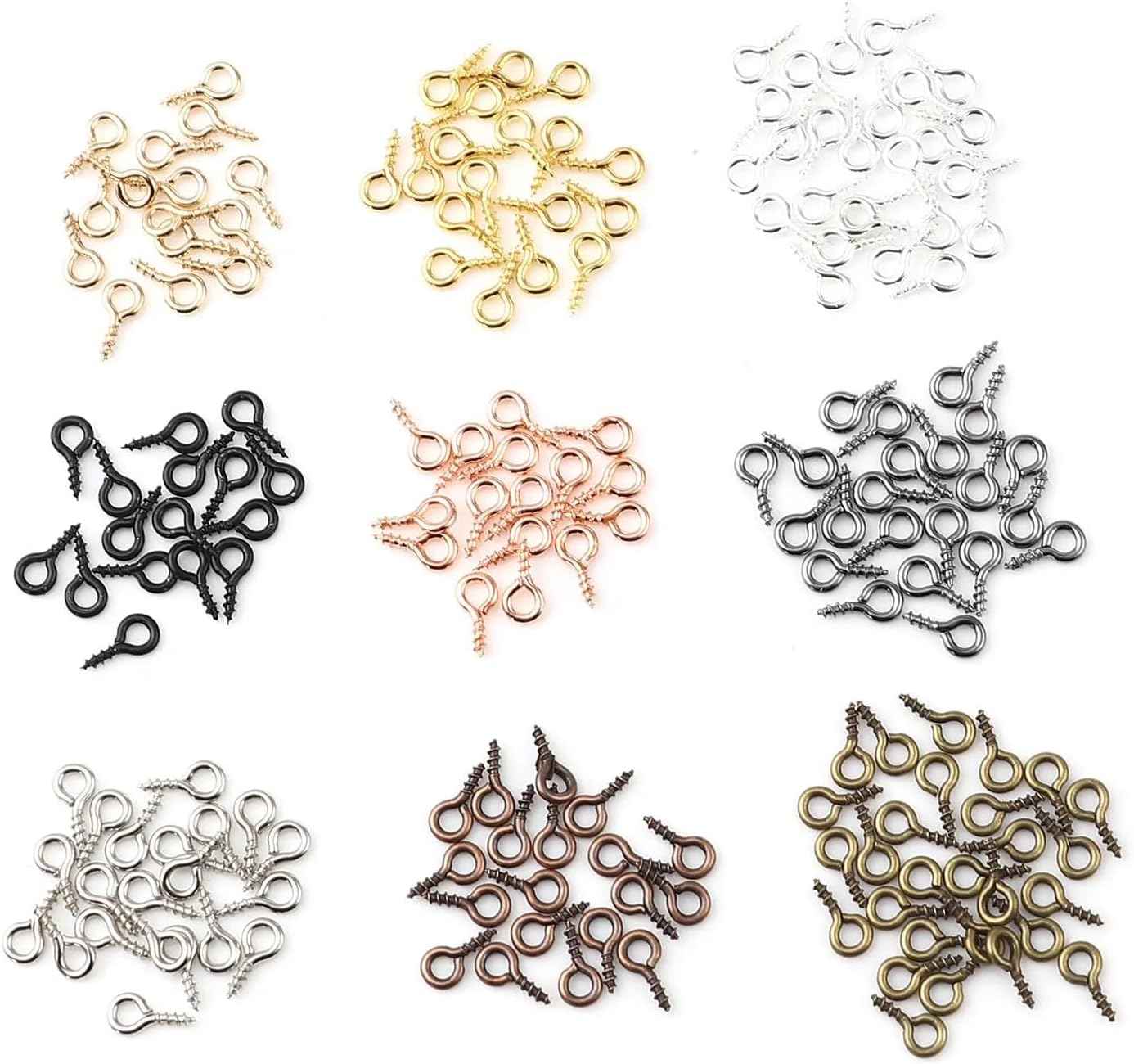 Eye Pins 2000pcs Mini Screw Eye Pins Eyepins Hooks Eyelets Screw Threaded Hook Jewelry Findings for Bracelet DIY Earring for Jewelry Making, Pendant Beads(Gunmetal,10x5mm)
