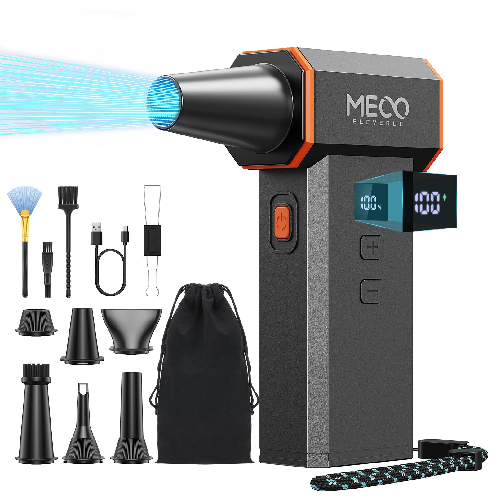 Dépoussiéreur électrique sans fil 220 000 tr/min super puissant, moteur sans balais rechargeable, ventilateur durable, vitesse réglable en continu pour ordinateur, clavier, extérieur, maison et