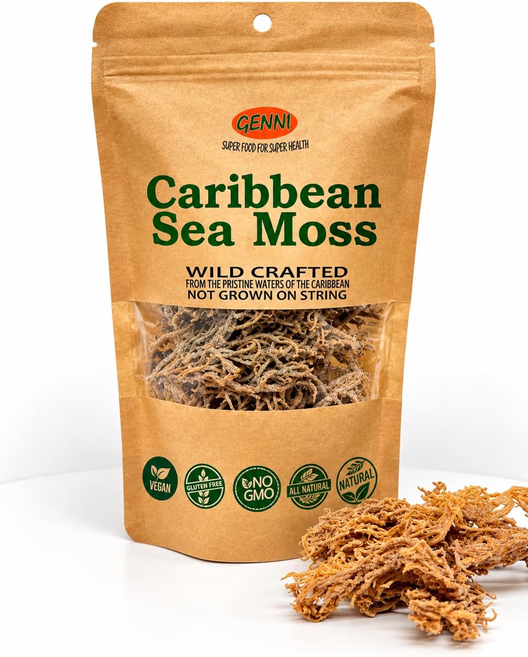 Wild crafted Sea Moss (Irish moss) from the pristine Caribbean Sea Unbleached & NOT grown on string 50g