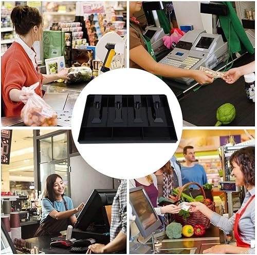 Miniatura 6 de Bandeja de efectivo, cajón de efectivo de cuatro rejillas, 4 billetes, 3 ranuras para monedas, bandeja para monedas, cajero, caja fuerte de