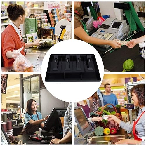 Miniatura 2 de Bandeja de efectivo, caja registradora de cajón, bandeja de inserción de repuesto para cajero ordenado 4 facturas, 3 cajas de almacenamiento de