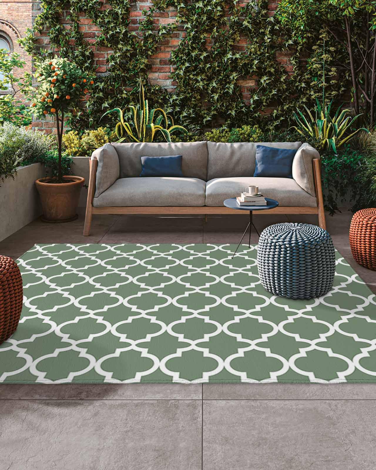 Amazon.com: Outdoor Rugs for Patio, Sage Green Moroccan Lattice
