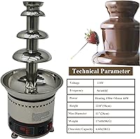 Vista 5 de Máquina de fuente de chocolate para fiesta, 4 niveles, acero inoxidable, fuente de chocolate caliente, fuente de cascada, fuente de fondue