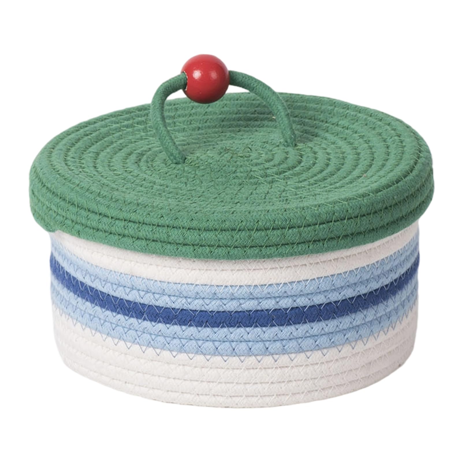 Xjdzineq Multipurpose Cotton Woven Storage Box with Lid Sundries Organiser Container for Living Room Supplies Handwoven Box with Lid