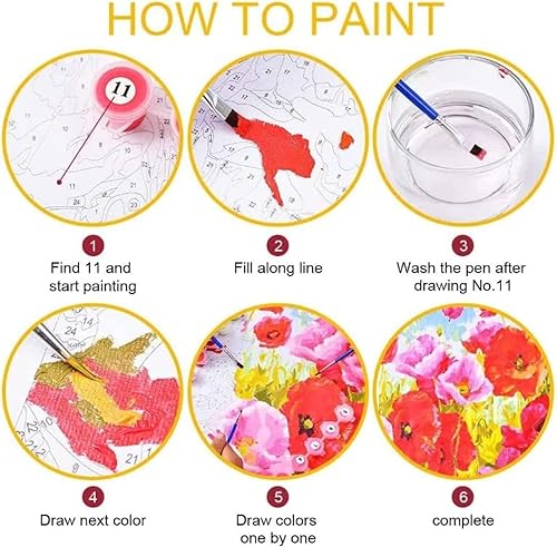 Miniatura 5 de SKMN Kit de pintura al óleo de bricolaje por números para adultos, paisaje de otoño de granja, animal perro, golden retriever, pintura al óleo