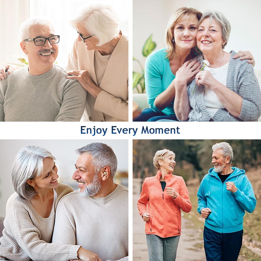 Rechargeable Hearing Aids for Seniors & Adults, Noise Cancelling, Ergonomic Design, Hearing Amplifiers with Volume Control, Charging Case with Extra Long Battery Life
