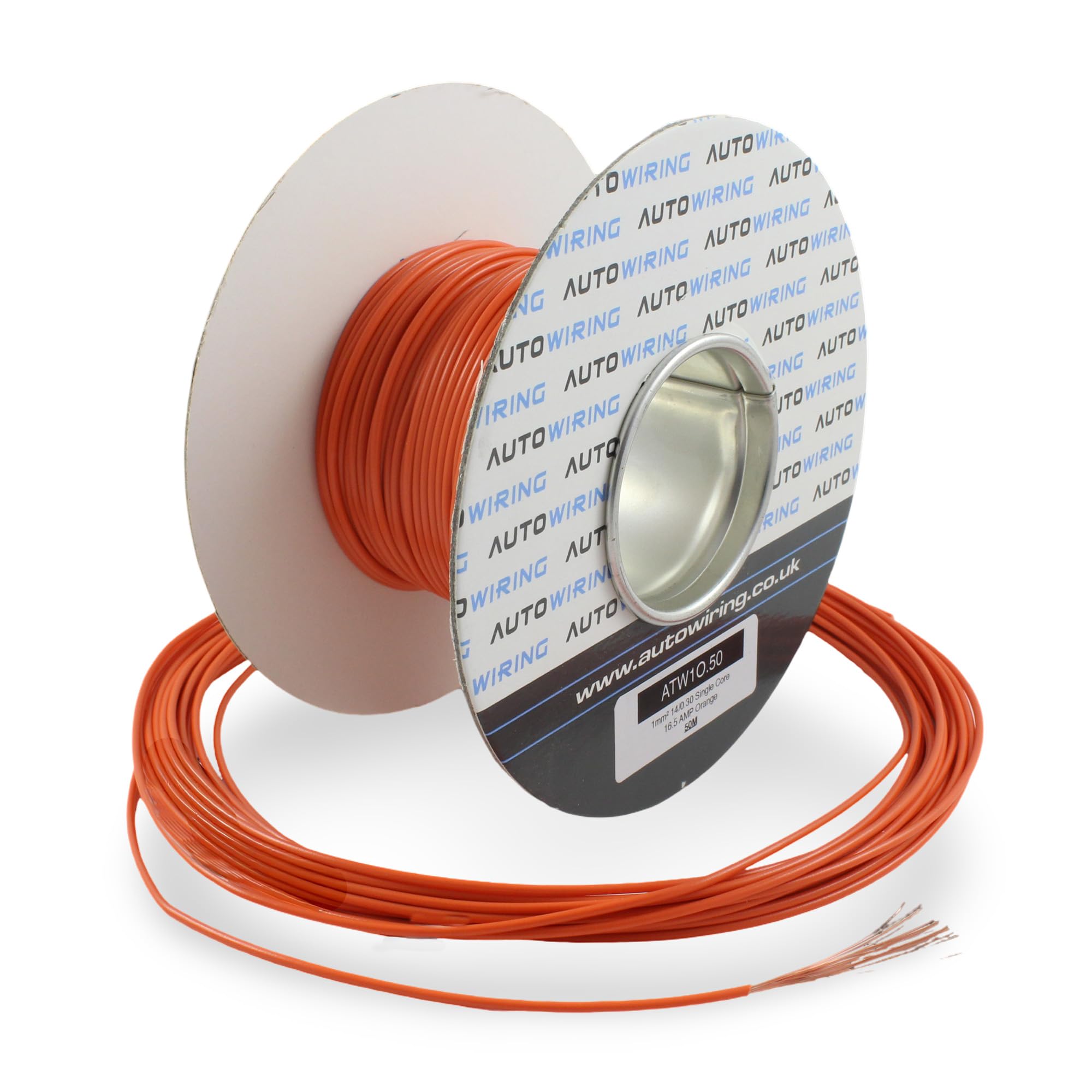 16.5 AMP Rated 1mm² 17 AWG Single Core Stranded Copper Cable 12v 24v Thin Wall Wire (10M 20M 50M 100M) (Orange, 50 Metre Roll)