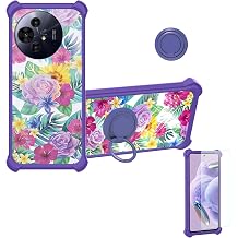 bojioderf Case Compatible for TCL 50 Pro NXTPAPER 5G Phone Case Cover [with Tempered Glass Screen Protector][Hard PC + Soft Silicone][Ring Support] [Colorful Reflect Light] IMDZ-HUA1