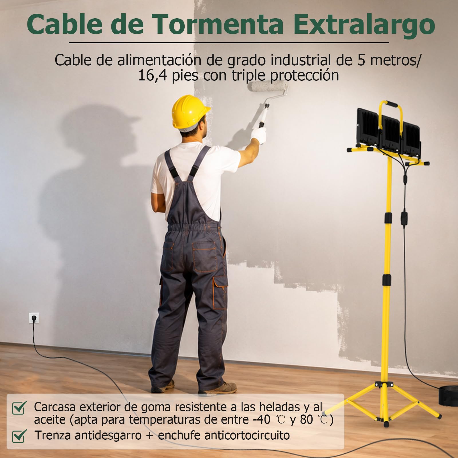JiGiU Foco de Trabajo LED 300W con Trípode con 3 Cabezales Ajustables