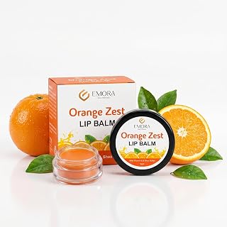 EMORA Orange Zest Daily Lip Balm for Dry Lips, Shea Butter & Vitamin E, 8g
