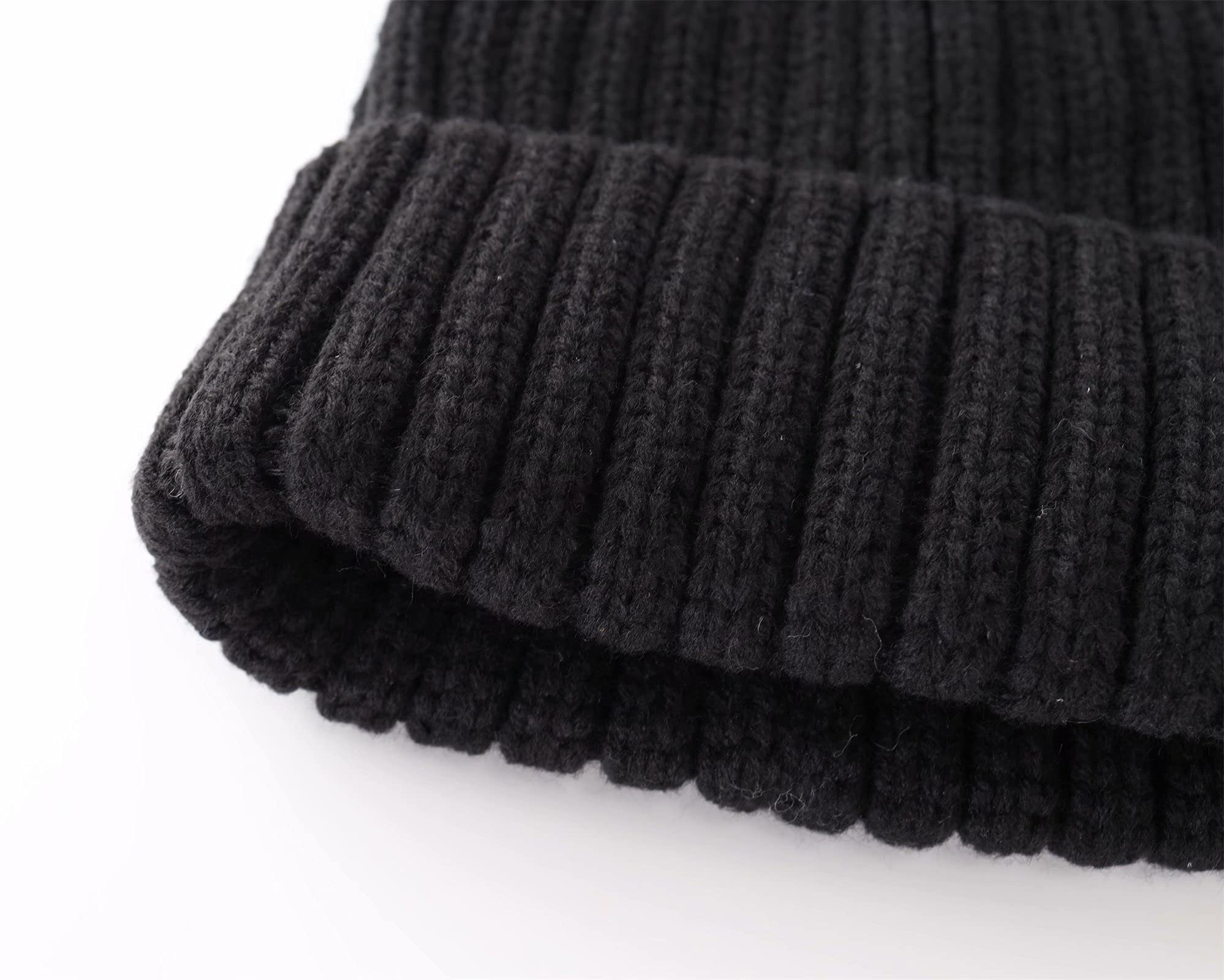 Connectyle Womens Knit Cuffed Beanie Hat Stretch Ribbed Acylic Winter Ski Cap, Black, One Size 2