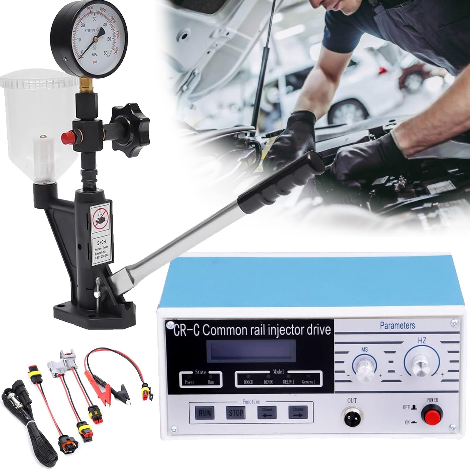 Tsampa CR-C Diesel Tester per iniettore ugello Multifunzione Comune per Bosch Common Rail Iniettore Tester + Diesel Iniettore Tester 220V Combinazione Strumento