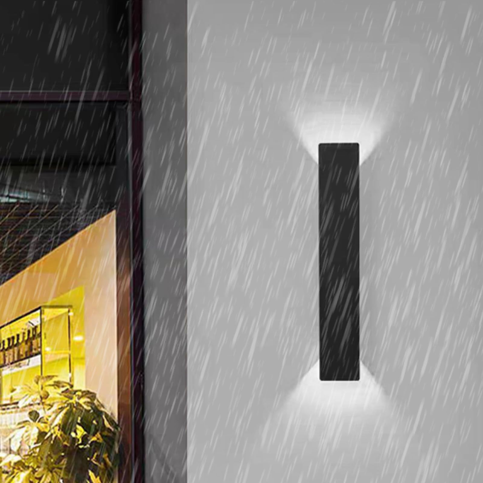 HELCEKOU LED Outdoor Wall Light Modern IP65 Waterproof Lamp Acrylic Aluminium Long Rectangular Sconce Industrial Minimalist Decorative for Garden Villa Corridor