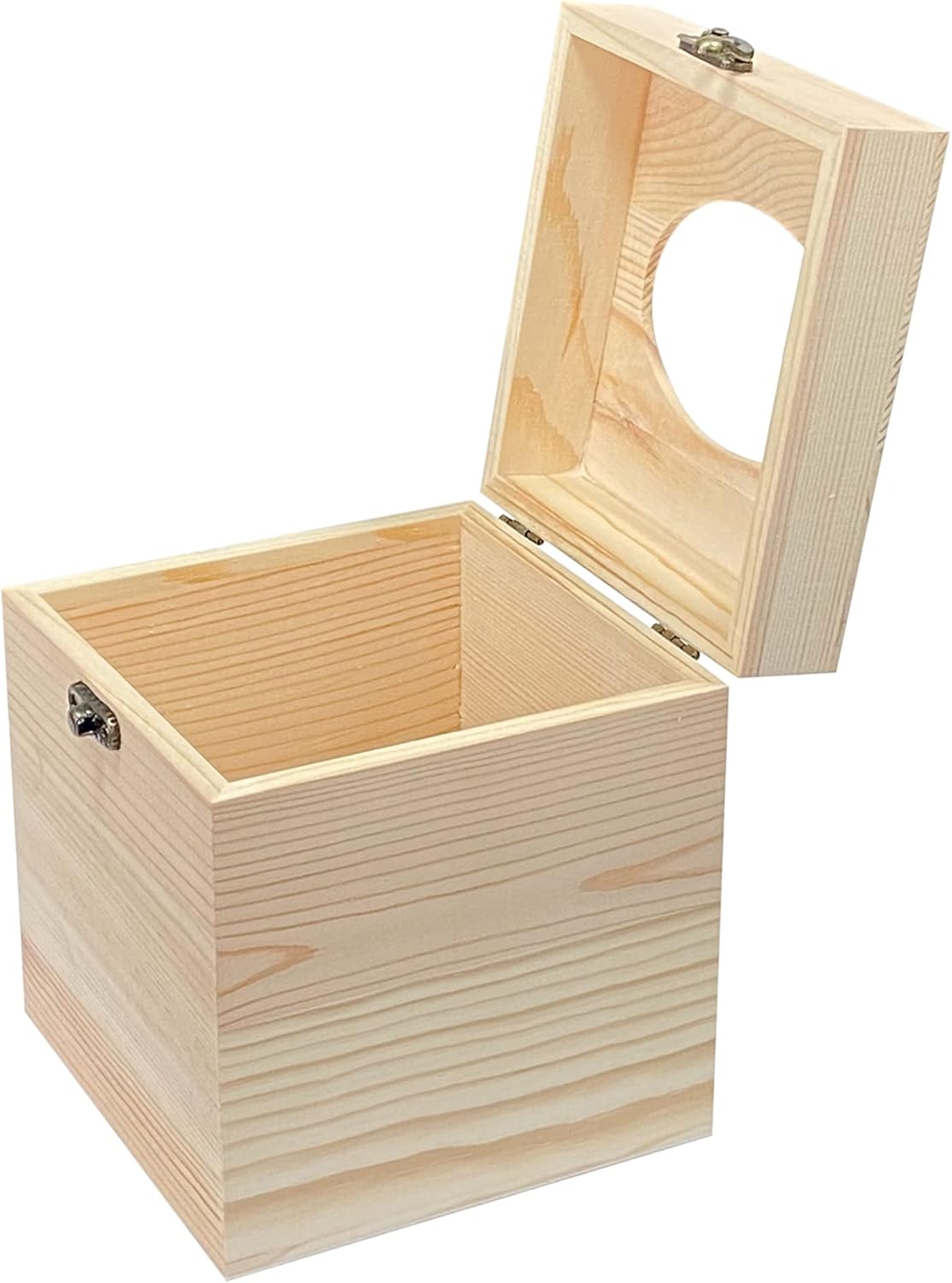 2 Pack Unfinished Wooden Tissue Box Cover for Crafts Oval Opening Solid Square Wood Tissue Holder for Home Decor (5.1x5.1x6 in) thumbnail