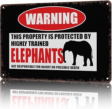Funny Vintage Metal Signs Funny Elephant-Tin Sign Poster For Home Room Garage Office Decor 8x12inch