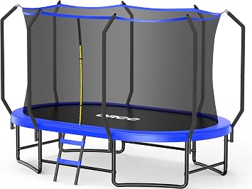 ORCC 7 x 10 FT Oval Outdoor Trampoline with Safety Net - Recreational Gymnastics Trampoline for Kids, 1200LBS Capacity, Heavy-Duty Galvanized Steel Frame