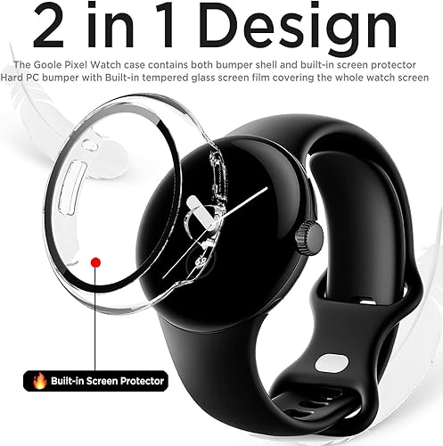 Miniatura 3 de Miimall - Funda compatible con Google Pixel Watch 2 (2023) Pixel Watch con protector de pantalla, cubierta de policarbonato duro de protección