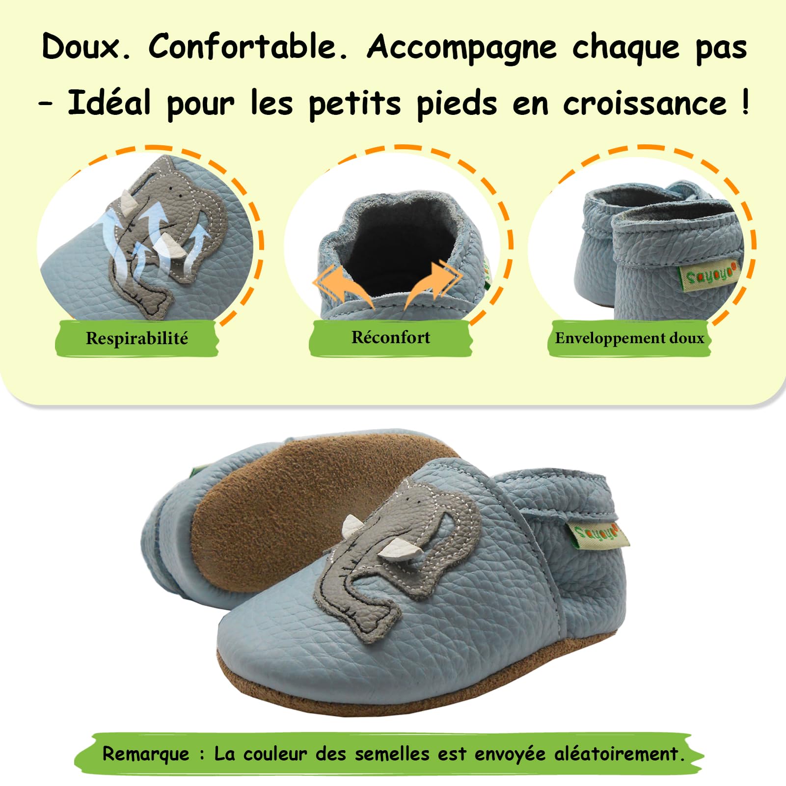 SAYOYO Fleur de Prunier Chaussures de bébé en Cuir Souple Chaussures Semelle Douce