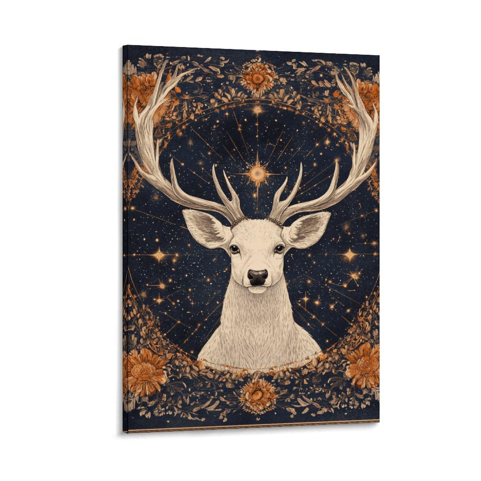 GAOYUCHUN White Stag with Antlers Canvas for Home Decor Home Decor Modern Framed Canvas Prints Paintings Picture for Bedroom Kitchen Home Decor 16x24inch(40x60cm)