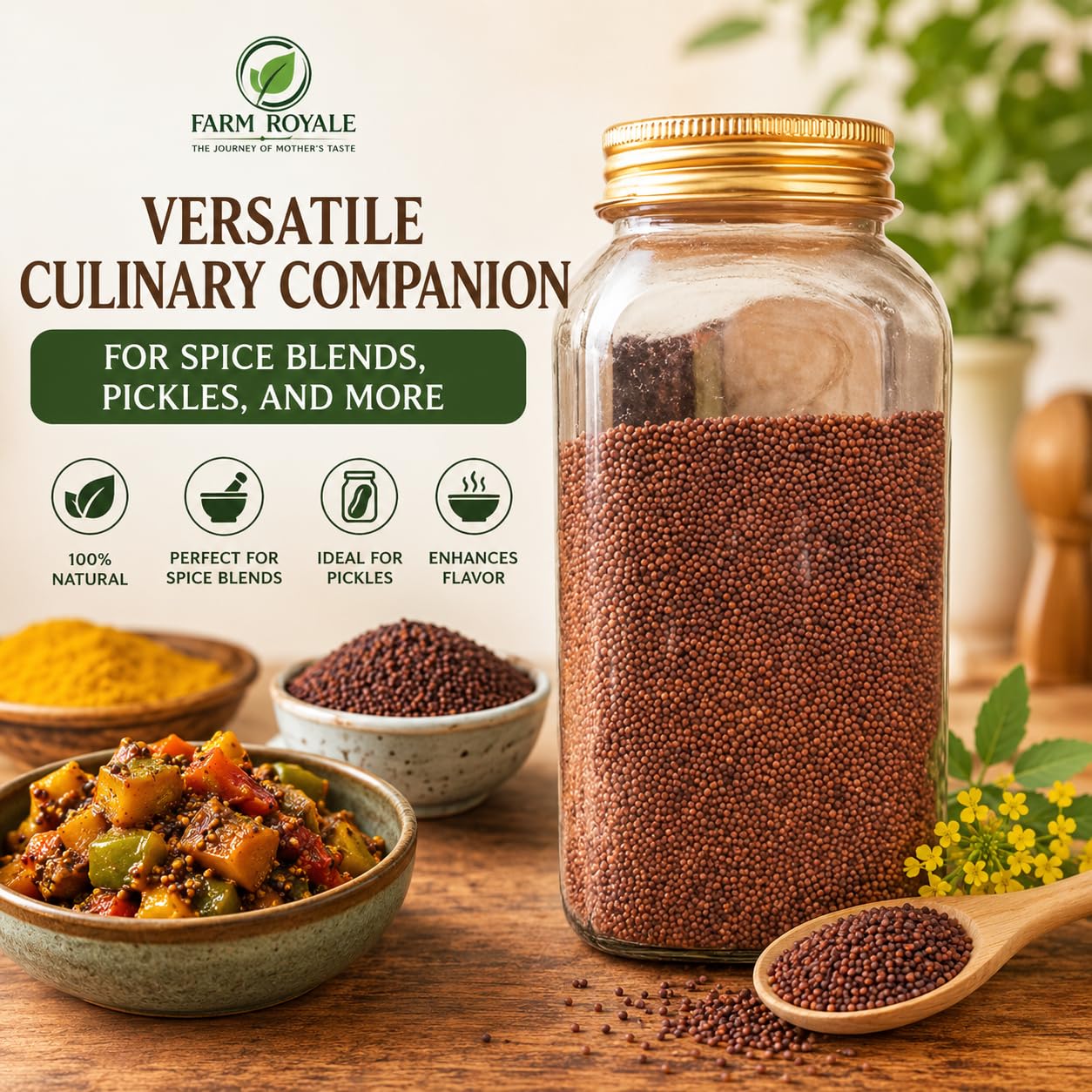 Farm Royale Premium Rai/Small black Mustard/braisika nigra-1+1 Combo-(200GM & 200GM) || 100% Natural, Pure, and Fresh Culinary Delight image 3