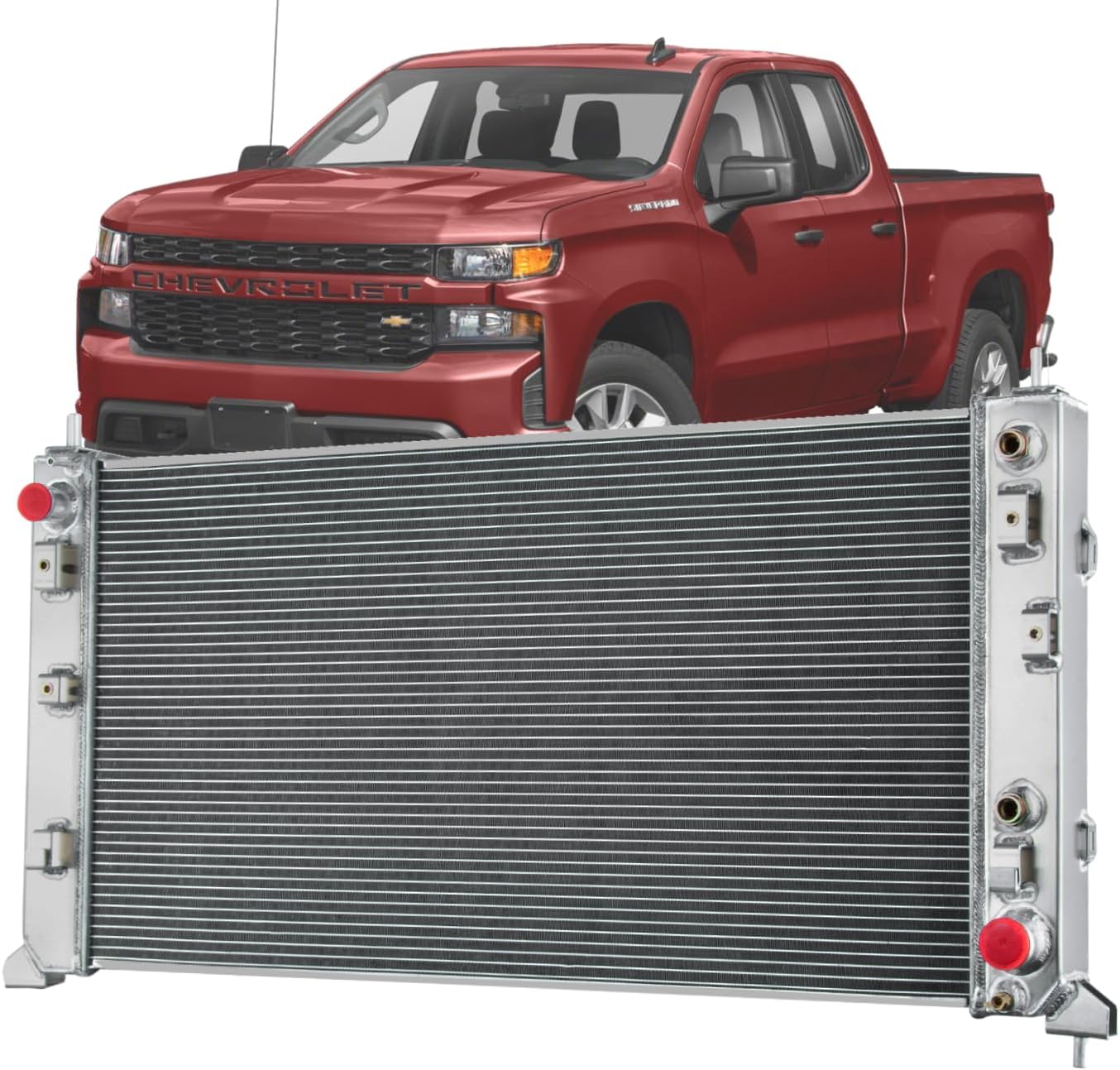 4 Row Aluminum Radiator for 2019 2020 2021 Chevy Silverado 1500 GMC Sierra 1500 5.3L 6.2L