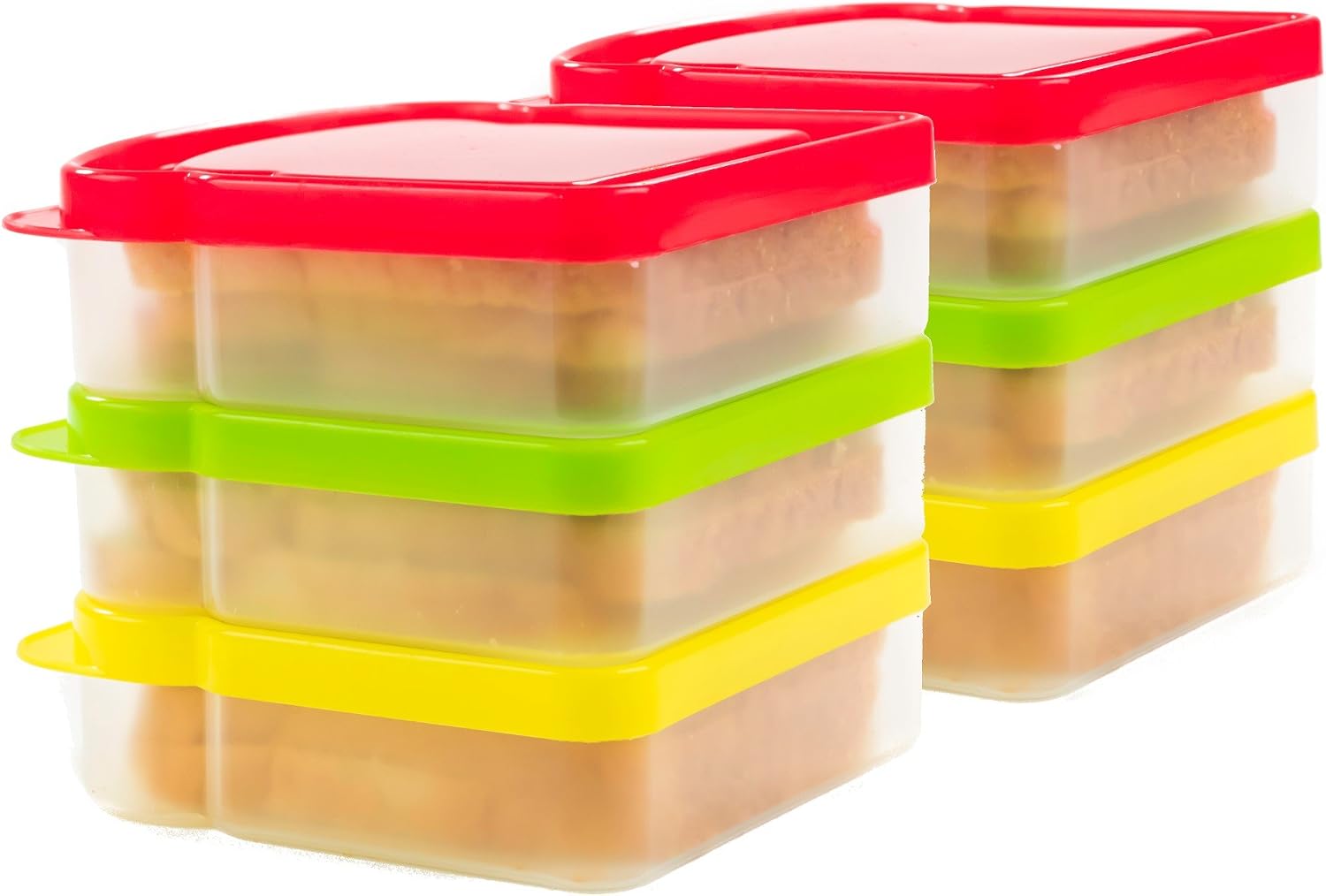 DecorRack 6 Pack Sandwich Containers -BPA FREE- Plastic Sandwich Box for Kids, Food Storage Container for Lunch and Snacks (Assorted)