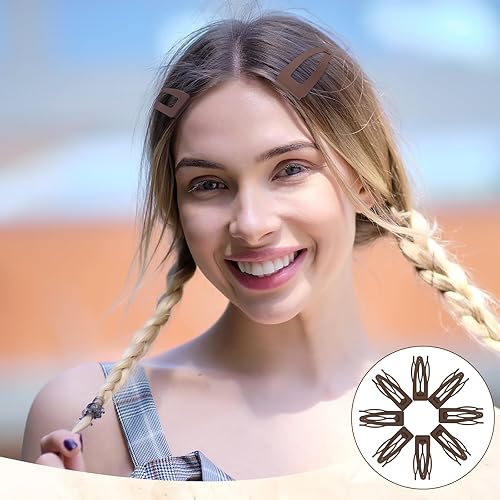 Miniatura 6 de Chinco 24 pinzas para el cabello de doble agarre de metal a presión para mujer, pasadores para hacer el cabello, suministros de salón (marrón, 2.8