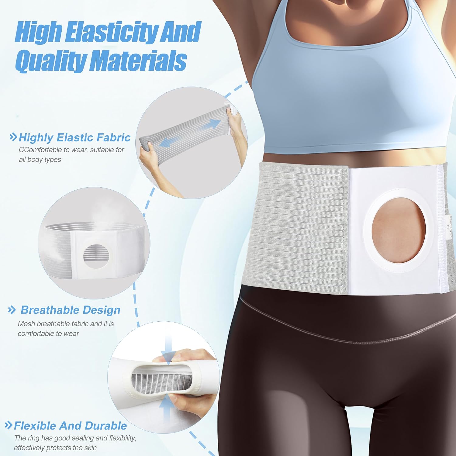 Adjustable Ostomy Hernia Belt - Breathable Stoma Support Belt for Colostomy & Ileostomy Bag Holder - Post Operative Care, Fit for Men & Women (XL)
