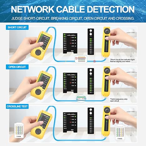 KOSOL Network Cable Tester, RJ11 RJ45 Wire Tracer and Phone Line Tester