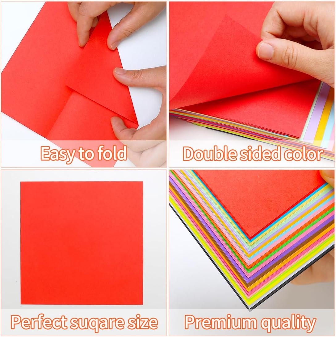 IOOLEEM Black Origami Paper, 1000 Sheets, 6 Inch Square, Double Sided Colored Paper for DIY Crafts