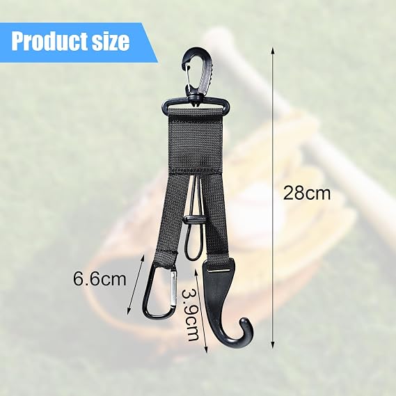 Baseball Softball Gear Hanger Dugout Organizer -Multipurpose Hanging Buckle Metal Hangers for Hold Outdoor Sports Equipment, Camping, Gloves, Helmets, Bats, Water Bottle Holder (Black 4Pcs)