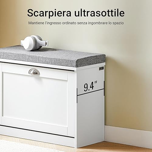 Miniatura 14 de Haotian Banco pequeño para zapatos, solución moderna de almacenamiento de zapatos con cojín acolchado, 1 cajón abatible para entrada estrecha,
