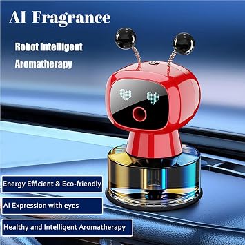 Robot Intelligent Aromatherapy Machine, Smart Cute Robot Car Air Freshener - Fine Spray/Fillable/Four-Gear Adjustment/Vibration Sensing/On-Off/Large Capacity Long-Lasting Fragrance/Red-V2(Hilton)