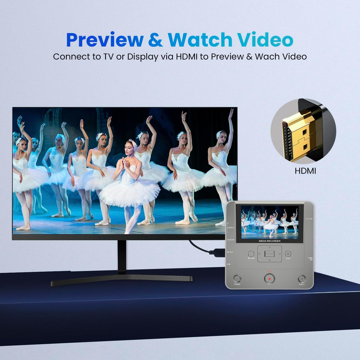 VHS to Digital Converter, DVD/CD Recorder with HDMI & AV in,Convert Analog to Digital from HDMI/RCA to DVDs,USB Device,SD Card,Smart Phone WiFi to CD,USB,SD Copy (Light Grey)