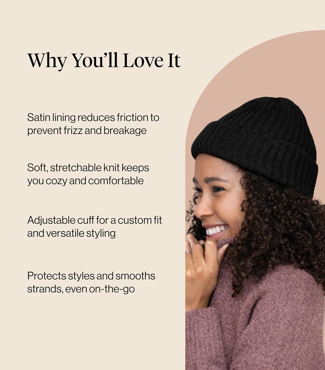 Kitsch Glazey™ Satin Lined Beanie for Men and Women – Cozy Winter Hats for Men - Stylish Anti-Frizz Hat for All Hair Types - Image 5