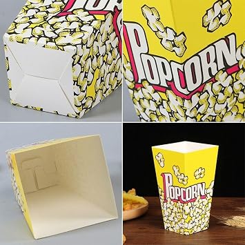 50pcs Popcorn Paper Boxes Popcorn Buckets Popcorn Favor Bags Snack Containers for Movie Night, Birthdays Party Supplies