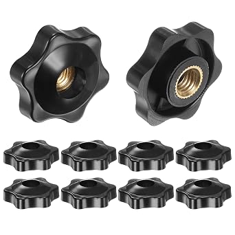 QUARKZMAN Pack of 10 Star Grip Nuts M8 Wing Nuts with Thread Knurled Nut Handle Through Hole Clamping Nut 32 mm Clamping Knob for Machine Tools Systems Fitness Equipment Black