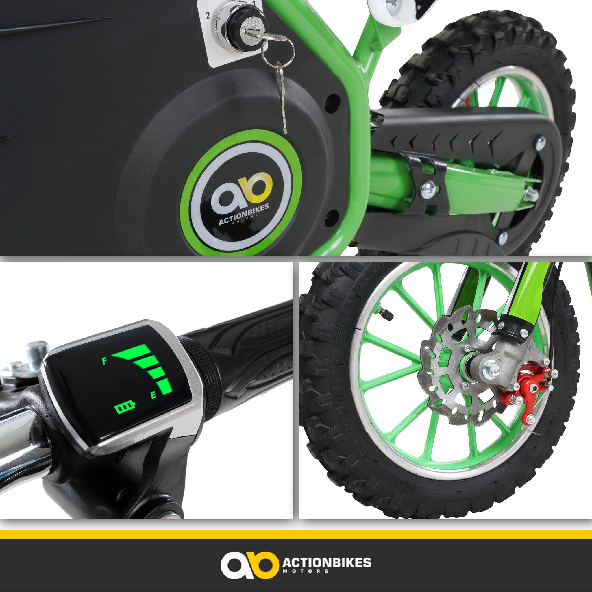 Actionbikes Motors Kinder Elektro Crossbike Viper | 𝟭𝟬𝟬𝟬 Watt Motor bis 𝟐𝟒 km/h - Motorrad - Pocket Bike - Dirt Bike - Pocketbike - Motorsport - Dirtbike - Cross - Enduro ab 8 Jahren (Grün)