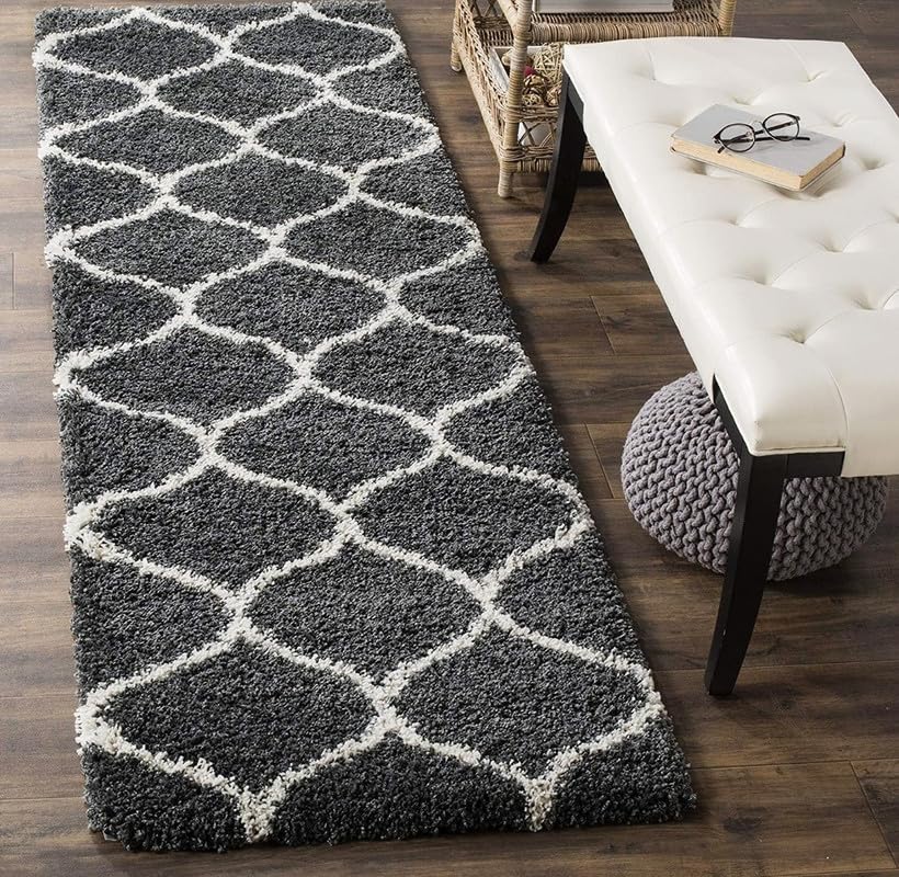Shaggy Floor Carpet for Living Room & Modern Fluffy Fur Rugs, Elegent Bedside Runners for Guest Room,Kids Room | Modern Decorative Floor Mats for Halls & Drawing Room(2x4 Feet Grey Mandir)-picture-11