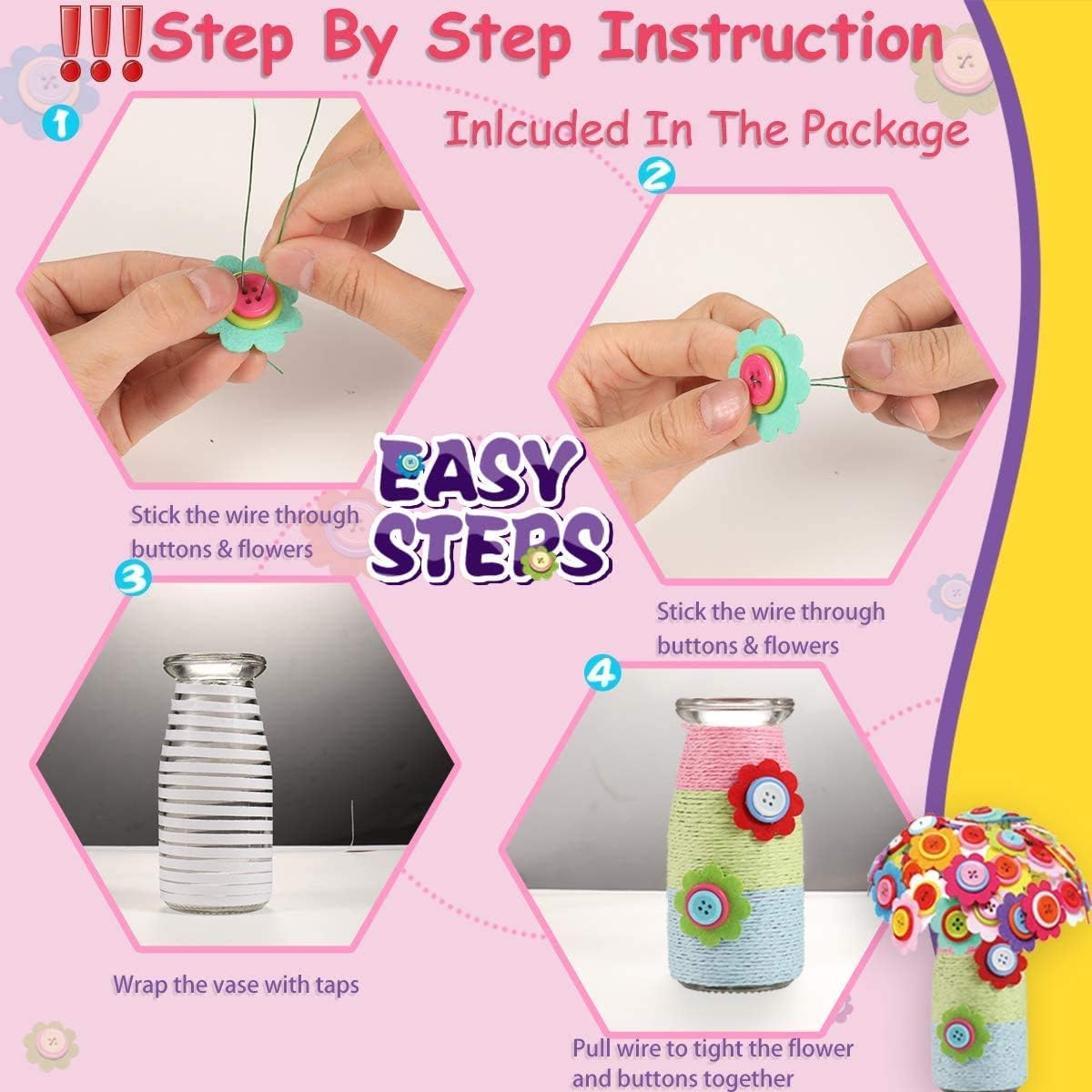Afufu Craft Kit for Kids Age 5 6 7 8 9+, Toys for Girls Crafts and Art Set Make Your Own Flower Bouquet - Image 3